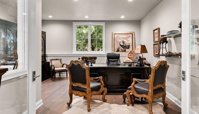 1595 Locust Hills Cir, Wayzata, MN 55391 - office with recessed lighting, french doors, and wood finished floors