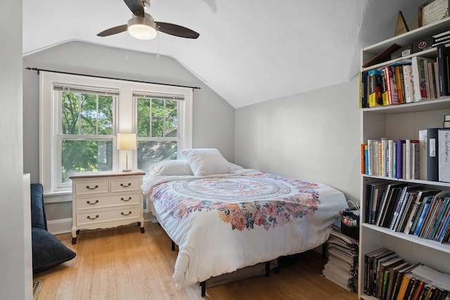 1511 Branston St, Saint Paul, MN 55108 - bedroom with vaulted ceiling, hardwood / wood-style flooring, and ceiling fan