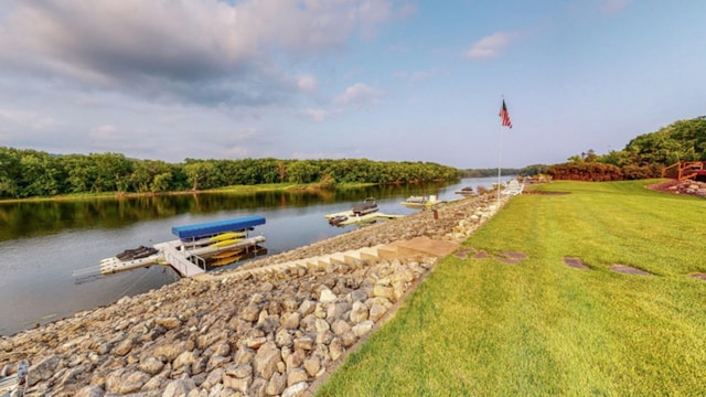 830 Prairie Island Rd N, Winona, MN 55987 - dock with a water view and a yard