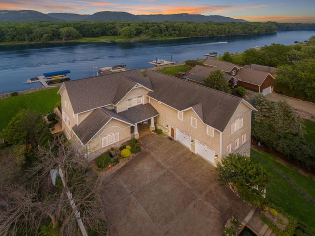 830 Prairie Island Rd N, Winona, MN 55987 - aerial view at dusk of a water and mountain view
