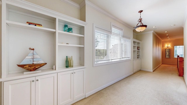 830 Prairie Island Rd N, Winona, MN 55987 - hallway featuring crown molding and light colored carpet
