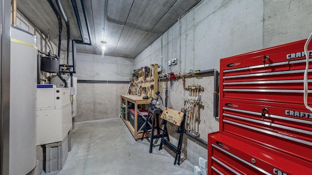 830 Prairie Island Rd N, Winona, MN 55987 - below grade area featuring a workshop area and gas water heater