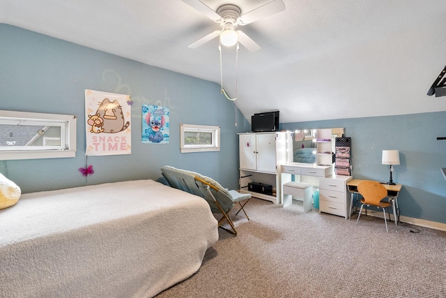 208 12th St SE, Austin, MN 55912 - carpeted bedroom featuring lofted ceiling and ceiling fan
