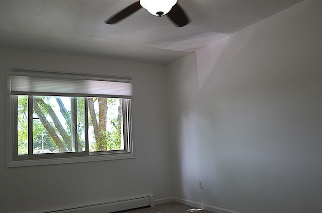 4387 Wilshire Blvd Unit 307, Mound, MN 55364 - empty room featuring a ceiling fan, a baseboard radiator, and carpet floors