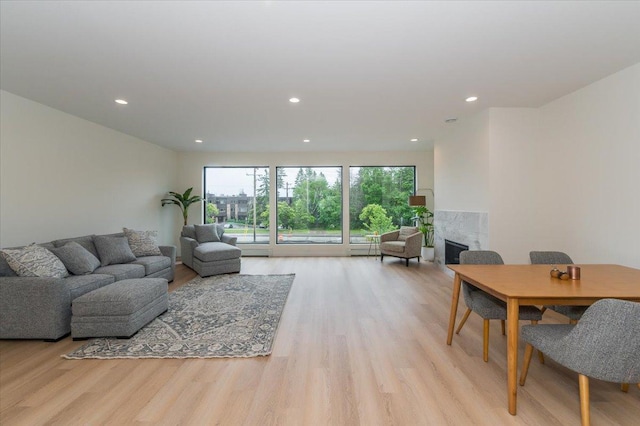 3733 London Rd Unit 15, Duluth, MN 55804 - living room with a fireplace, light wood-style flooring, and recessed lighting