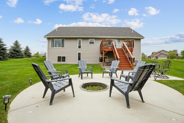 1623 Otter Way, New Richmond, WI 54017 - view of patio featuring a fire pit, stairs, and a wooden deck