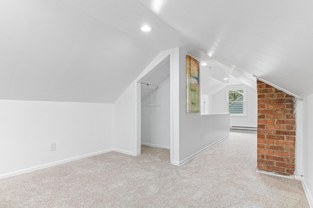 2196 7th St W, Saint Paul, MN 55116 - bonus room featuring a baseboard heating unit, carpet, vaulted ceiling, and recessed lighting