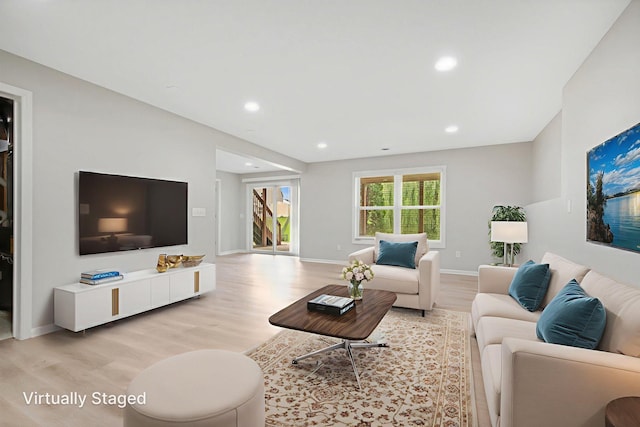 6758 Troy Ln N, Maple Grove, MN 55311 - living room featuring light wood finished floors and recessed lighting
