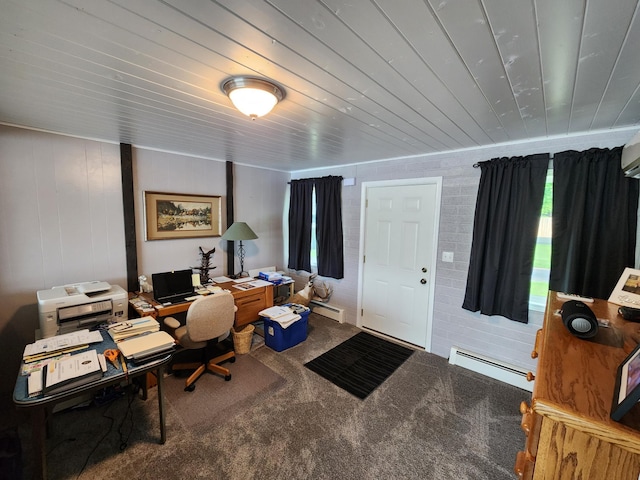 207 Mill Rd, Park Rapids, MN 56470 - carpeted office space with baseboard heating and wooden ceiling
