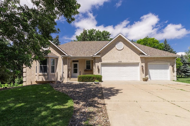 485 Preserve Path W, Saint Paul, MN 55118 - ranch-style home with an attached garage, concrete driveway, a front yard, and stucco siding