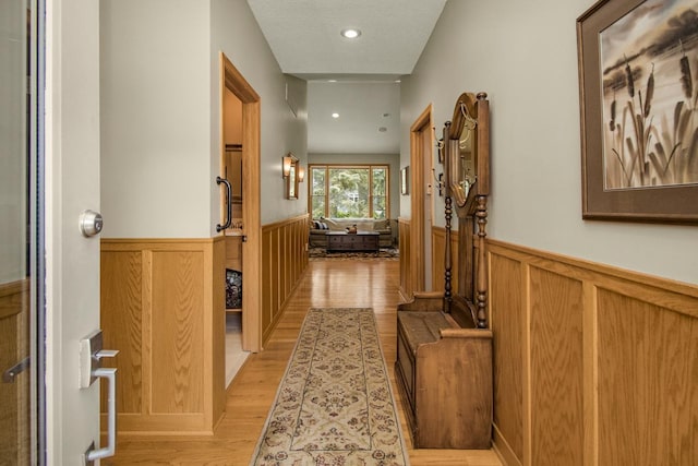 485 Preserve Path W, Saint Paul, MN 55118 - hallway with a wainscoted wall, light wood-style flooring, and recessed lighting