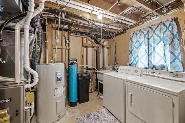 4133 88th Ave NE, Blaine, MN 55014 - laundry room with electric water heater and washer and clothes dryer