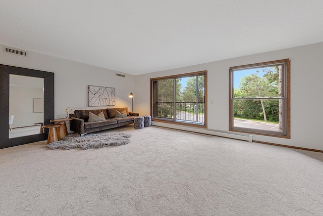 9700 Portland Ave S Unit 237, Bloomington, MN 55420 - carpeted living area featuring baseboard heating and baseboards
