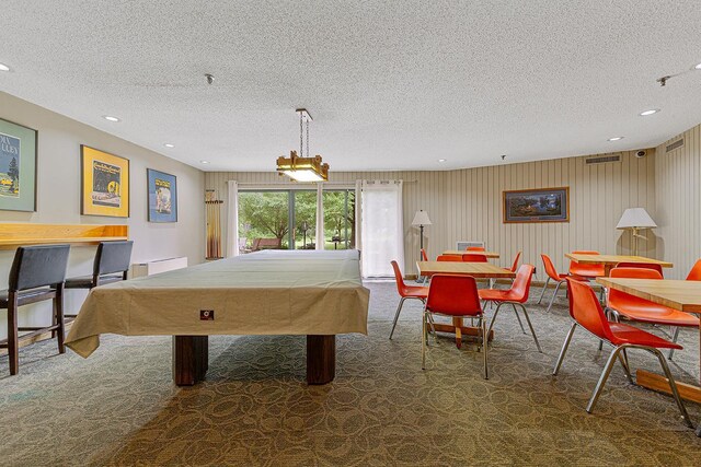 9700 Portland Ave S Unit 237, Bloomington, MN 55420 - game room with carpet floors, a textured ceiling, billiards, and recessed lighting