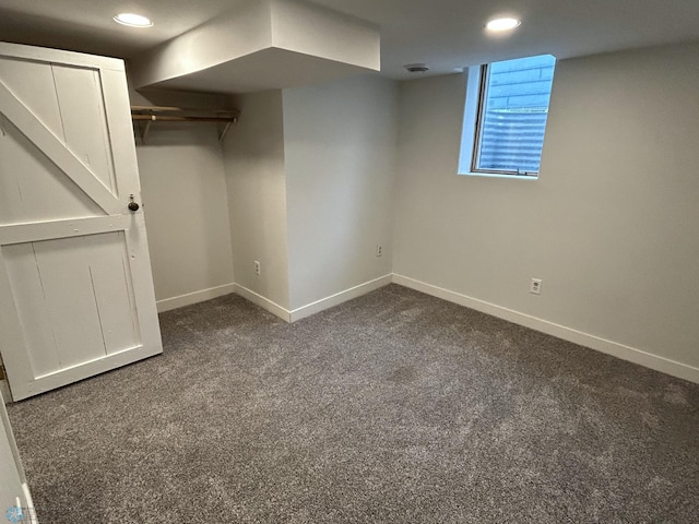 217 6th St SE, Barnesville, MN 56514 - below grade area featuring dark colored carpet and recessed lighting