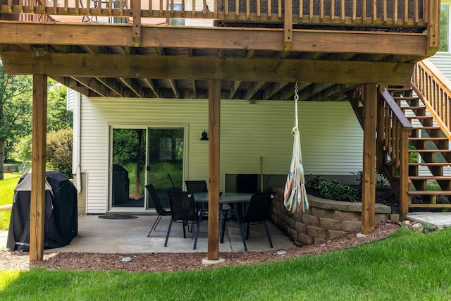 22615 Janero Ave N, Forest Lake, MN 55025 - view of patio / terrace with stairway, a grill, and a deck