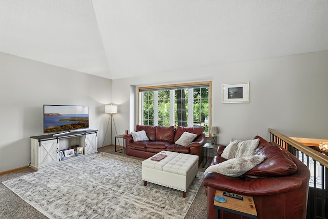22615 Janero Ave N, Forest Lake, MN 55025 - living area featuring carpet and lofted ceiling
