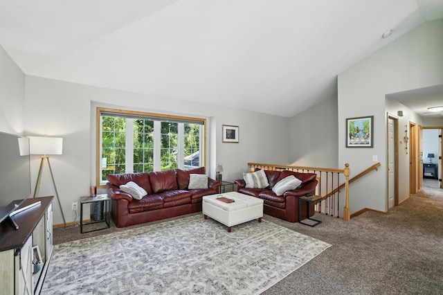 22615 Janero Ave N, Forest Lake, MN 55025 - living room featuring lofted ceiling and carpet floors