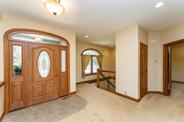 3262 Jade Ct NE, Rochester, MN 55906 - entrance foyer with light colored carpet and recessed lighting