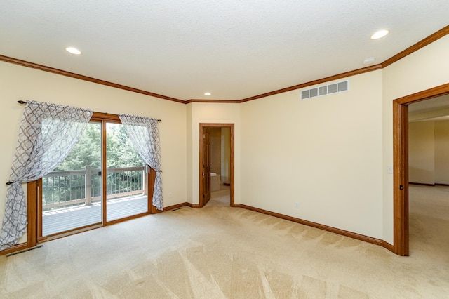 3262 Jade Ct NE, Rochester, MN 55906 - unfurnished room featuring light colored carpet, ornamental molding, and recessed lighting