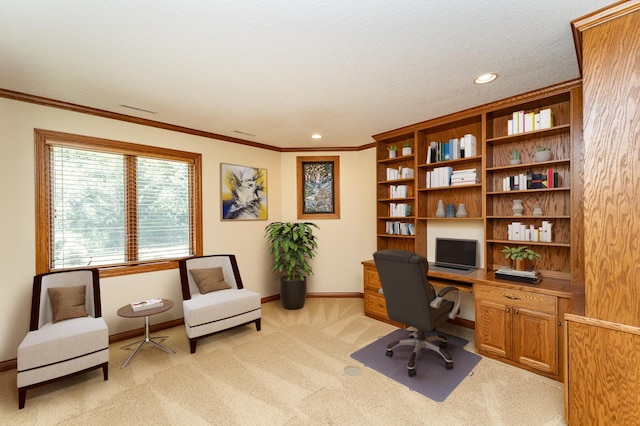 3262 Jade Ct NE, Rochester, MN 55906 - office area with light carpet, crown molding, and recessed lighting