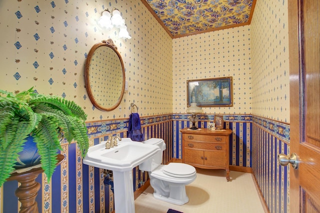 19319 380th St, Erhards Grove Twp, MN 56534 - half bathroom with wallpapered walls