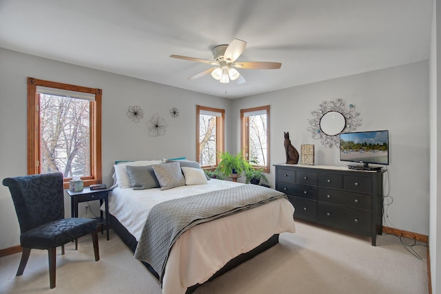 19319 380th St, Erhards Grove Twp, MN 56534 - bedroom with light colored carpet and a ceiling fan