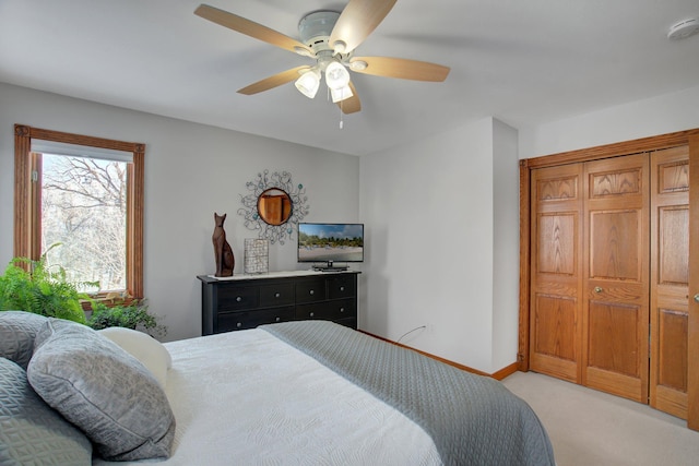 19319 380th St, Erhards Grove Twp, MN 56534 - bedroom with light colored carpet and a ceiling fan
