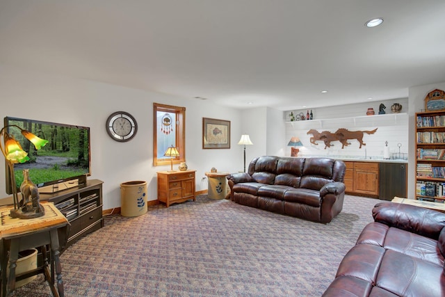 19319 380th St, Erhards Grove Twp, MN 56534 - living room with carpet and recessed lighting