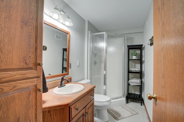 19319 380th St, Erhards Grove Twp, MN 56534 - full bathroom with a shower stall, vanity, and tile patterned flooring