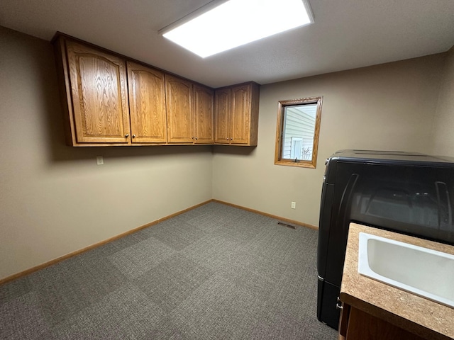 1702 15th St SW, Willmar, MN 56201 - washroom with cabinet space, washer / dryer, and carpet flooring