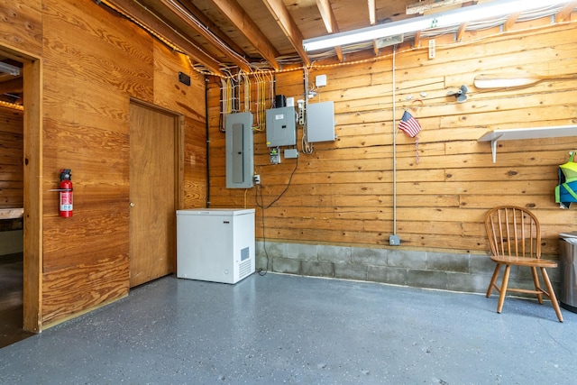 2913 125th St, Island Lake Twp, MN 56651 - garage with electric panel and fridge