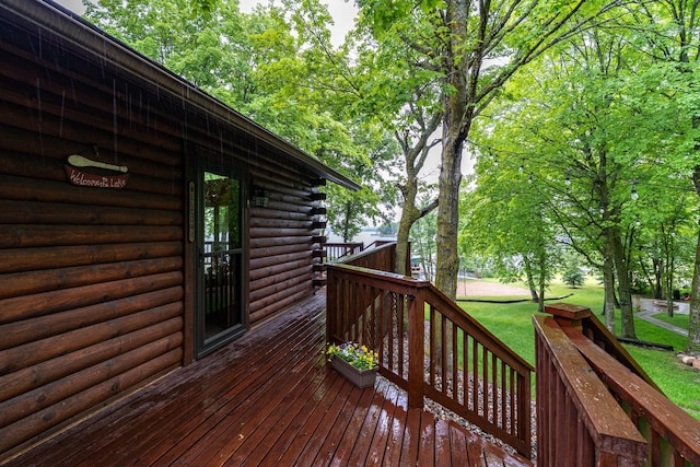 2913 125th St, Island Lake Twp, MN 56651 - wooden terrace with a yard