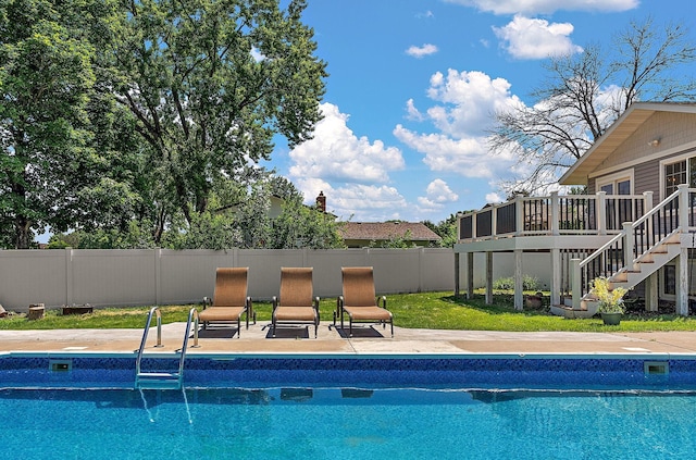 8473 Kentucky Ct N, Brooklyn Park, MN 55445 - view of swimming pool with a deck and stairs
