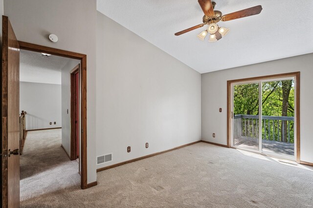 13838 Glendale Trl, Savage, MN 55378 - carpeted empty room with a ceiling fan, a smoke detector, and lofted ceiling