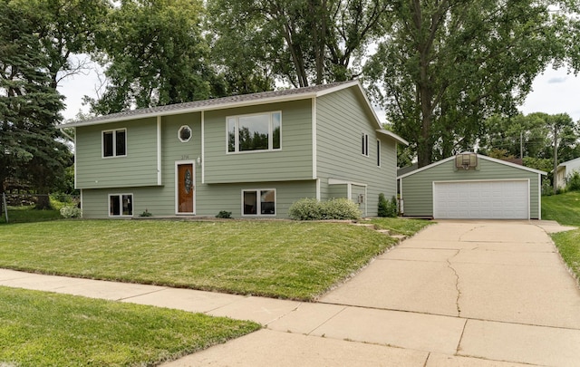 3714 8th St NW, Rochester, MN 55901 - split foyer home with an outbuilding, a detached garage, and a front yard