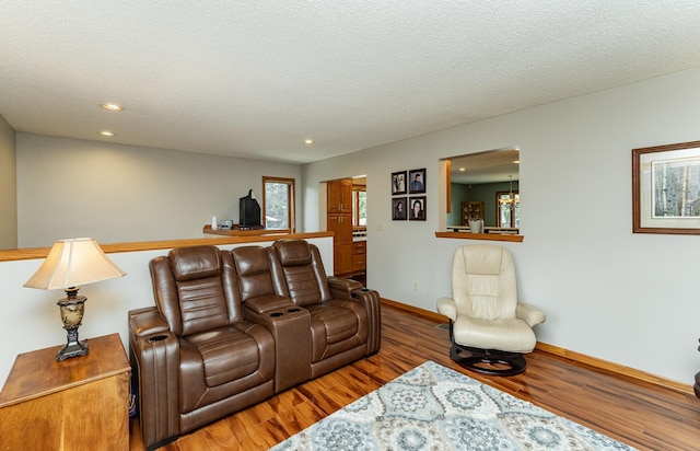 3714 8th St NW, Rochester, MN 55901 - living room featuring wood finished floors, recessed lighting, and a textured ceiling