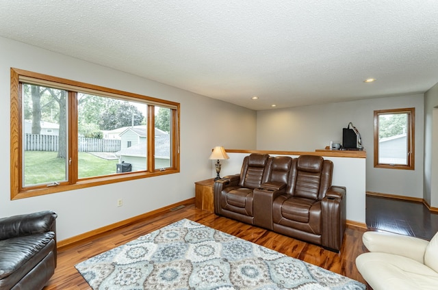 3714 8th St NW, Rochester, MN 55901 - living area featuring wood finished floors, plenty of natural light, a textured ceiling, and recessed lighting