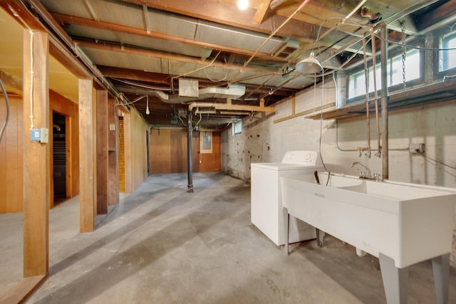3736 Park Ave, Minneapolis, MN 55407 - basement with washer / dryer, plenty of natural light, and electric panel