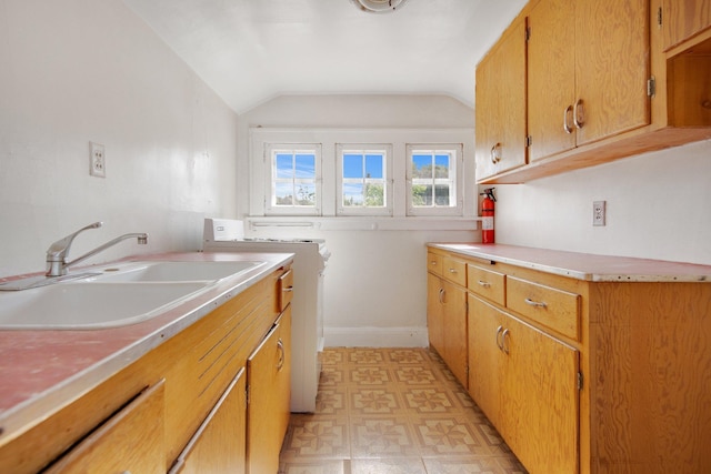 3736 Park Ave, Minneapolis, MN 55407 - kitchen with light countertops and lofted ceiling