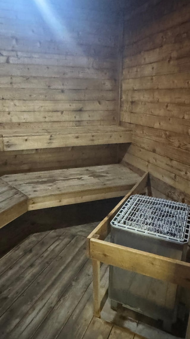 10521 Cedar Lake Rd Unit 208, Minnetonka, MN 55305 - sauna / steam room featuring wood walls
