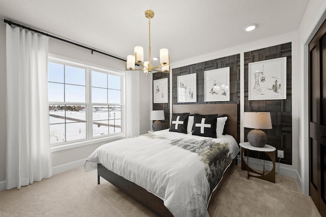 1162 Woods Creek Dr, Delano, MN 55328 - carpeted bedroom with a chandelier and baseboards
