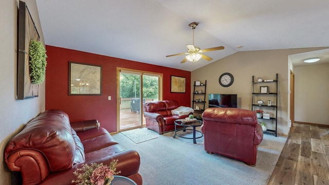 1057 John And Mary Dr SE, Chatfield, MN 55923 - living room featuring lofted ceiling, ceiling fan, and light wood-type flooring