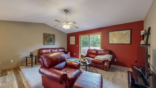 1057 John And Mary Dr SE, Chatfield, MN 55923 - living area with ceiling fan, lofted ceiling, and wood finished floors