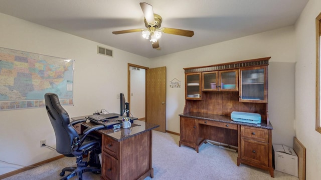 1057 John And Mary Dr SE, Chatfield, MN 55923 - office area featuring light colored carpet and ceiling fan