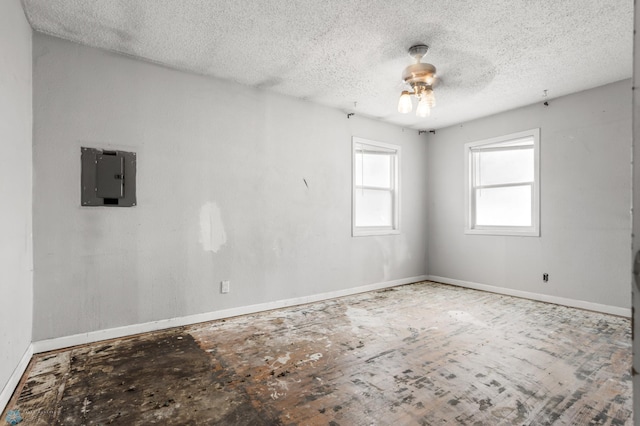 1709 13th Ave S, Fargo, ND 58103 - empty room featuring electric panel, a ceiling fan, and a textured ceiling