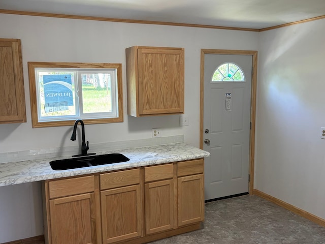 127 1st St NE, Cass Lake, MN 56633 - kitchen with light countertops and crown molding