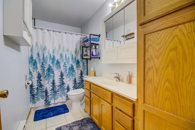 111 W Ave, Ottertail, MN 56571 - bathroom featuring vanity, tile patterned flooring, and a shower with shower curtain