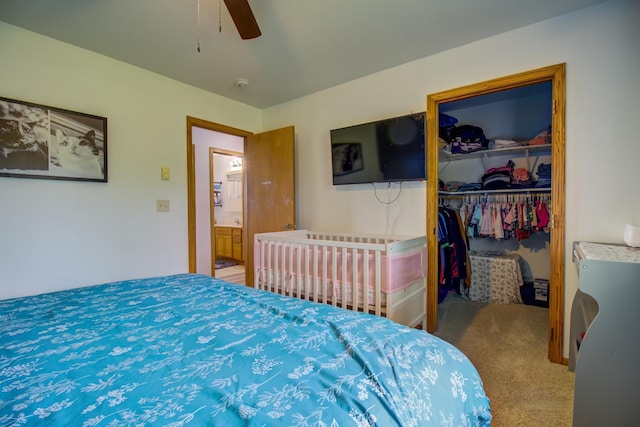 111 W Ave, Ottertail, MN 56571 - carpeted bedroom with a closet, a spacious closet, and a ceiling fan