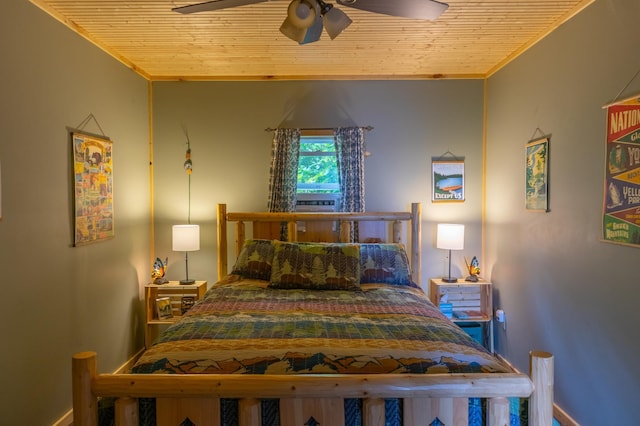2507 Susans Is, International Falls, MN 56649 - bedroom featuring wood ceiling and a ceiling fan